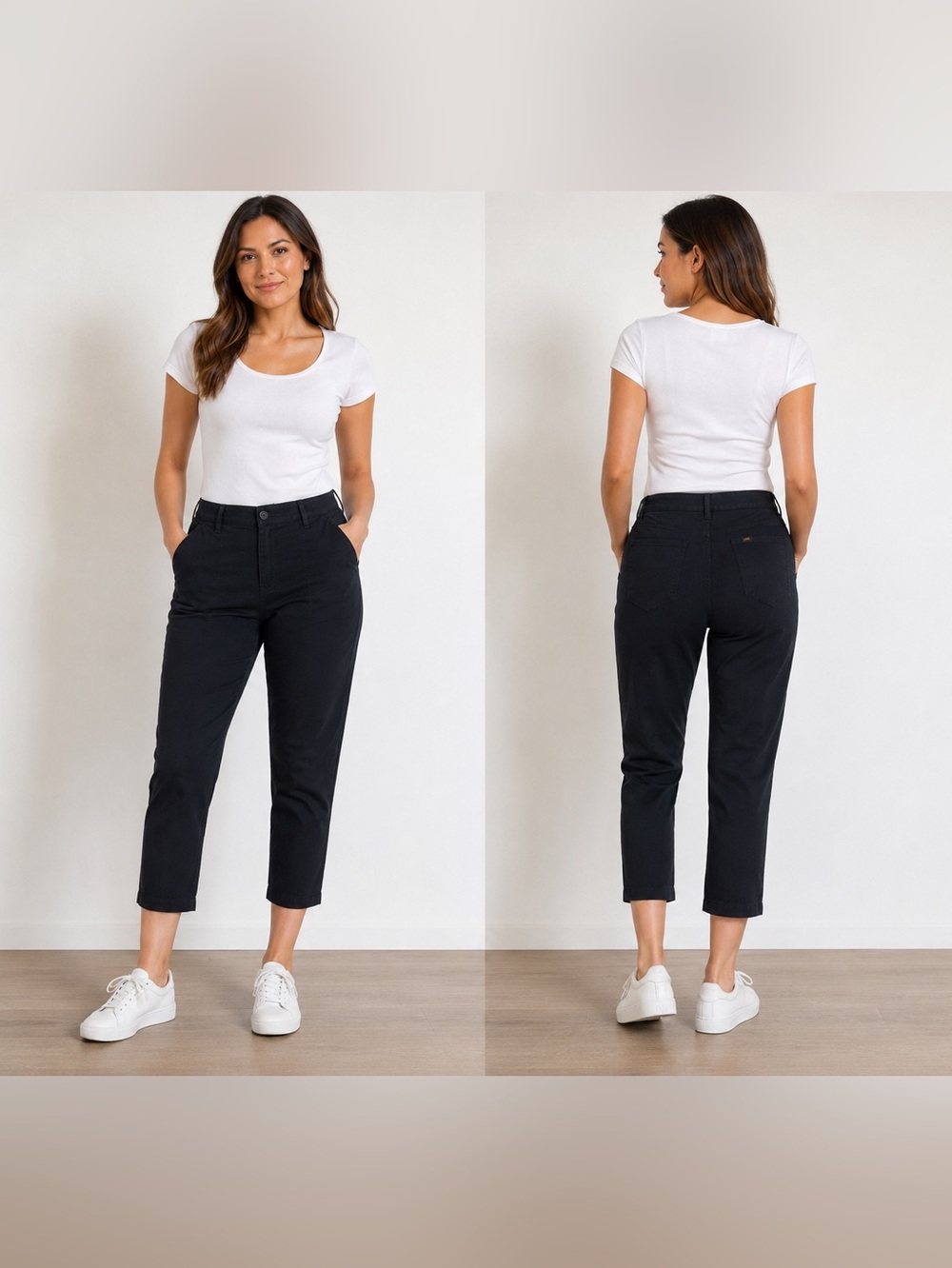 Lee Mid Rise Capri Pants Size 4 Black Stretch Cotton NWT 23” Women’s